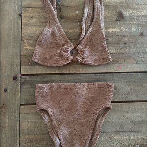 Hunza G Nadine Bikini Set - Metallic Coca